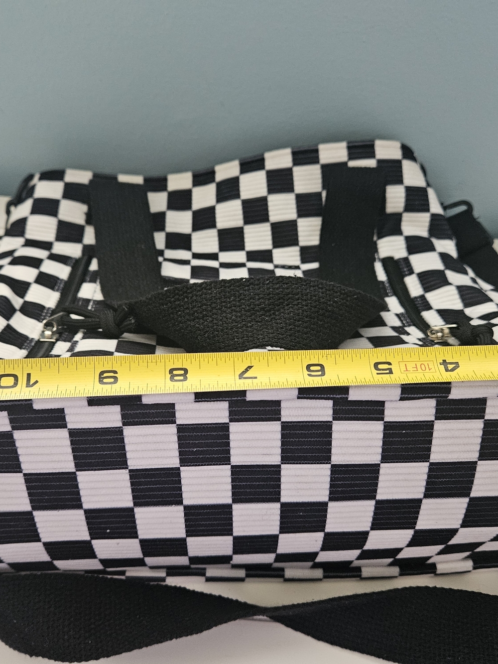 Checkerboard Black & White Tote Bag - Casual Women Bag - Picture 5 of 6